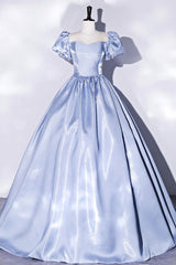 Blue Prom Dress Satin Long Formal Evening Dress