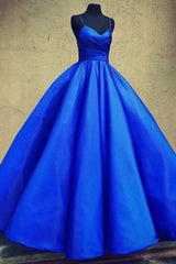 Blue Prom Dress Sweetheart Satin Long Formal Evening Dress
