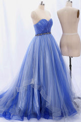 Blue Prom Dress Tulle Long Evening Dress