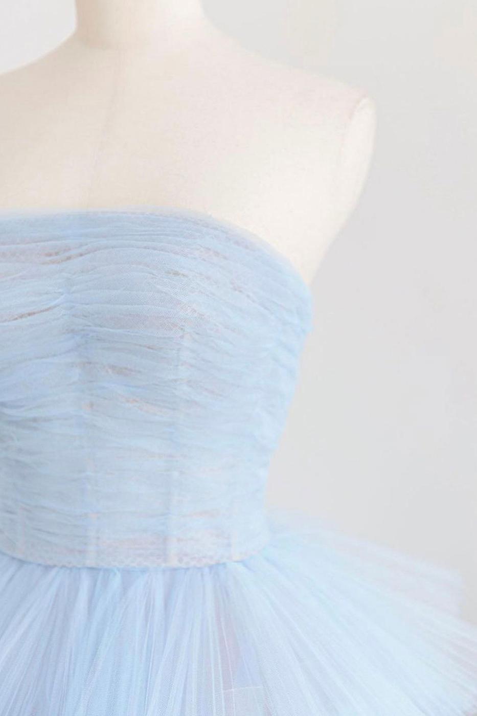 Blue Prom Dress Tulle Long Evening Gown Evening Dress