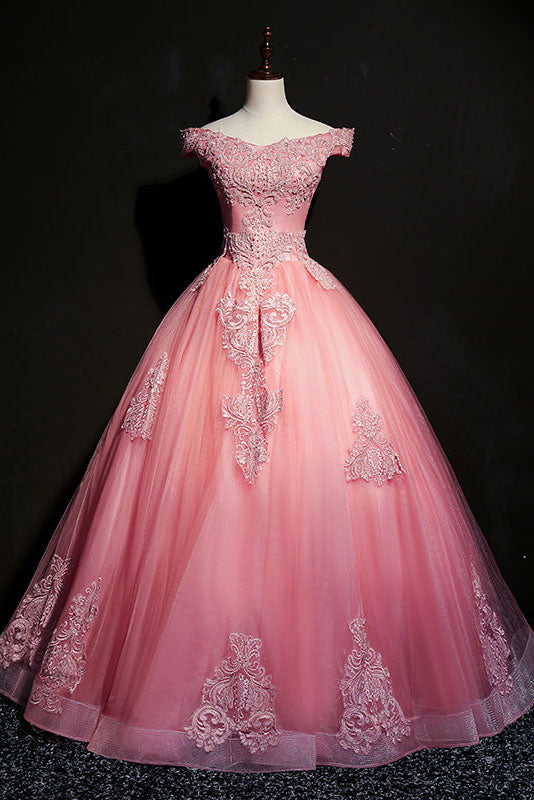 Blue Prom Dress V Neck Tulle Beaded Long Evening Dress