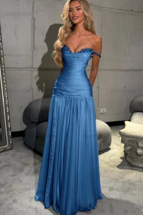 Mint Green Off The Shoulder Prom Dress A Line Formal Evening Gown