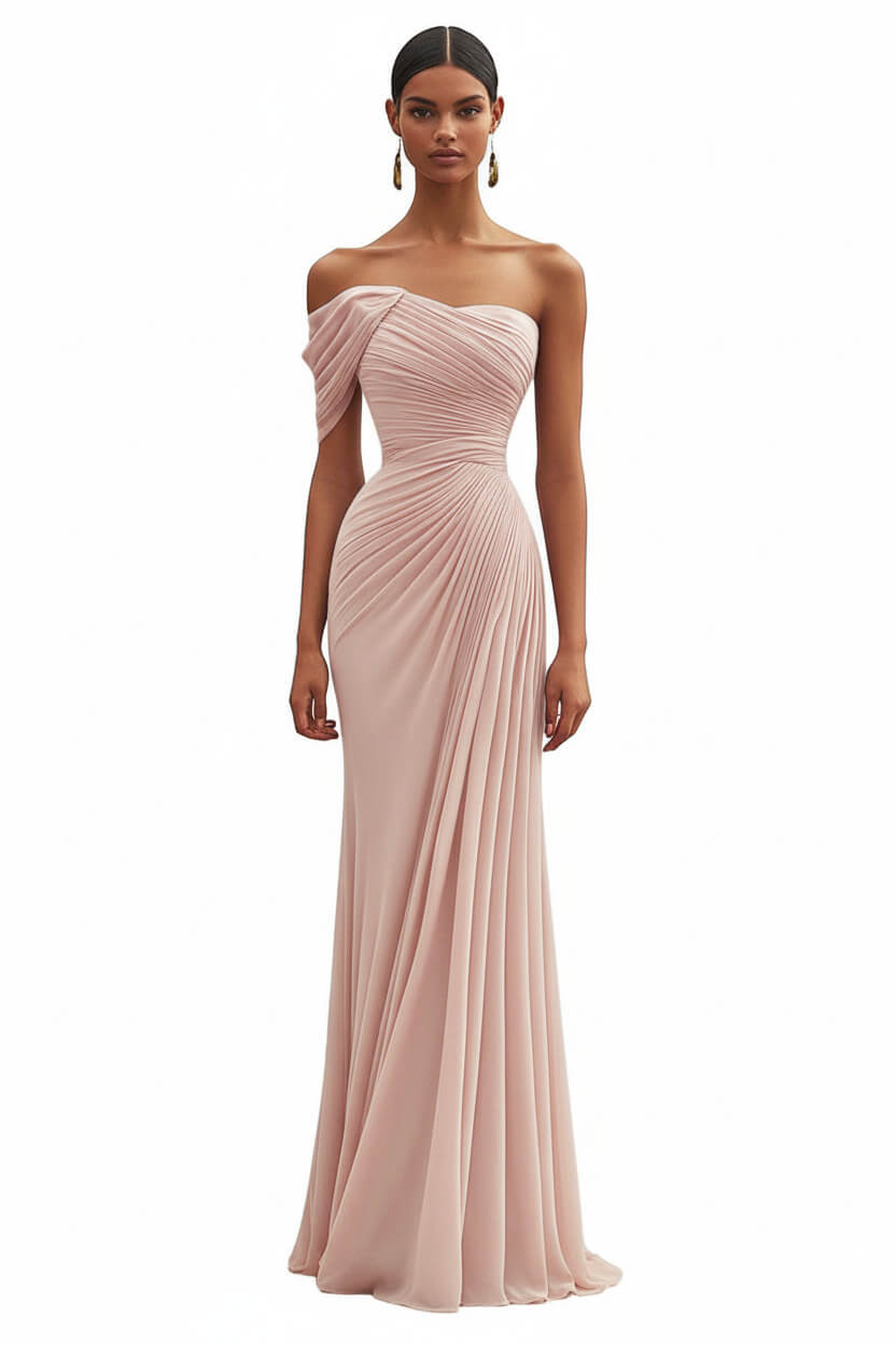 Dressystars One Shoulder Ruched Mermaid Dark Green Wedding Guest Dress Long Formal Dress