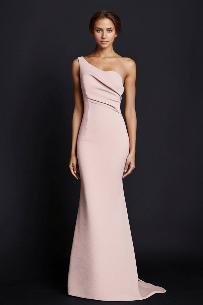 Dressystars One Shoulder Khaki Wedding Guest Dress Mermaid Long Formal Dress