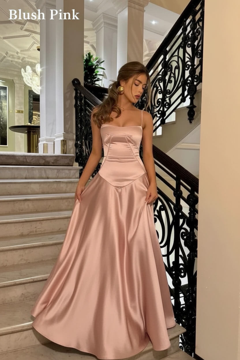 Dressystars Brown Luxe Silk-Look Long Evening Dress With Fitted Bodice Formal Evening Gown
