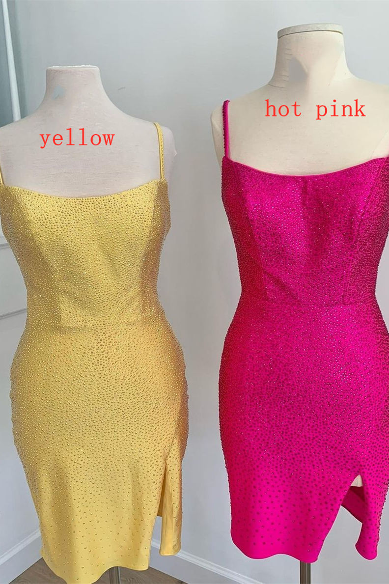Bodycon Homecoming Dress Fitting Yellow with Lace Up Short Party Cocktail Dress