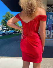Bodycon Homecoming Dress Off the Shoulder Corset Short Party Cocktail Dress