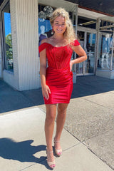 Bodycon Homecoming Dress Off the Shoulder Corset Short Party Cocktail Dress