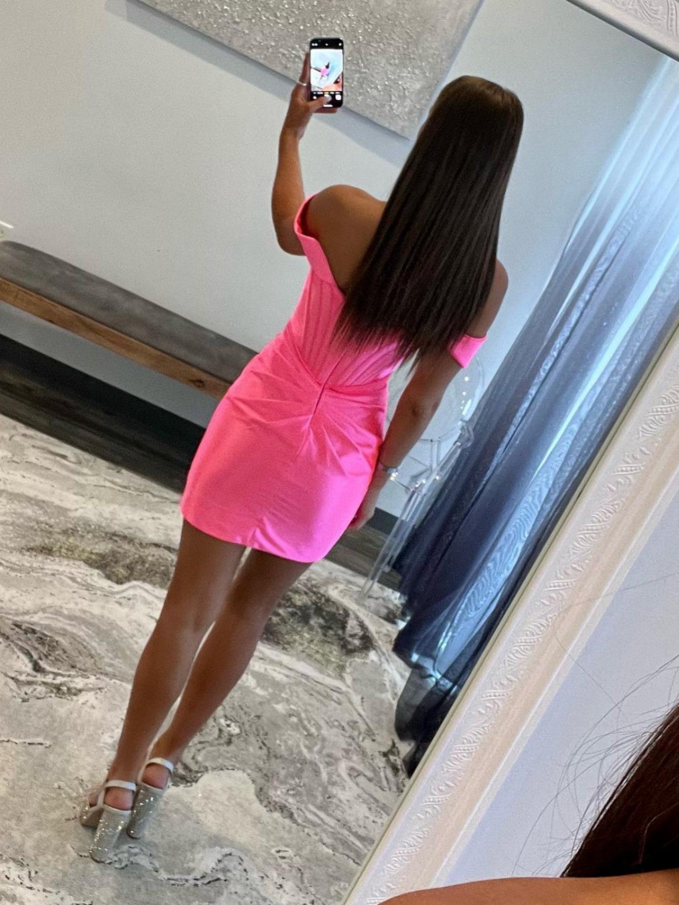 Bodycon Homecoming Dress Off the Shoulder Satin Short Party Cocktail Dress