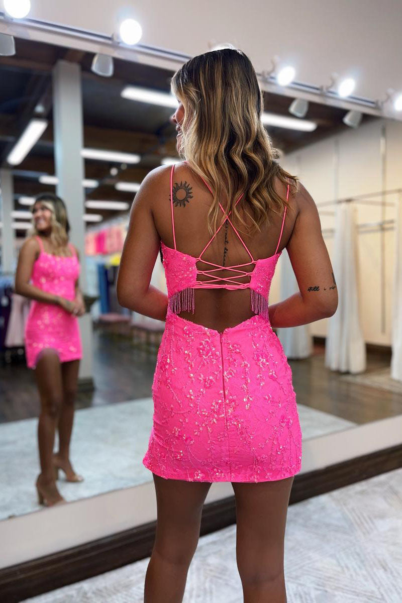 Bodycon Homecoming Dress Scoop Lace Bodycon Fitting Short Party Cocktail Dress