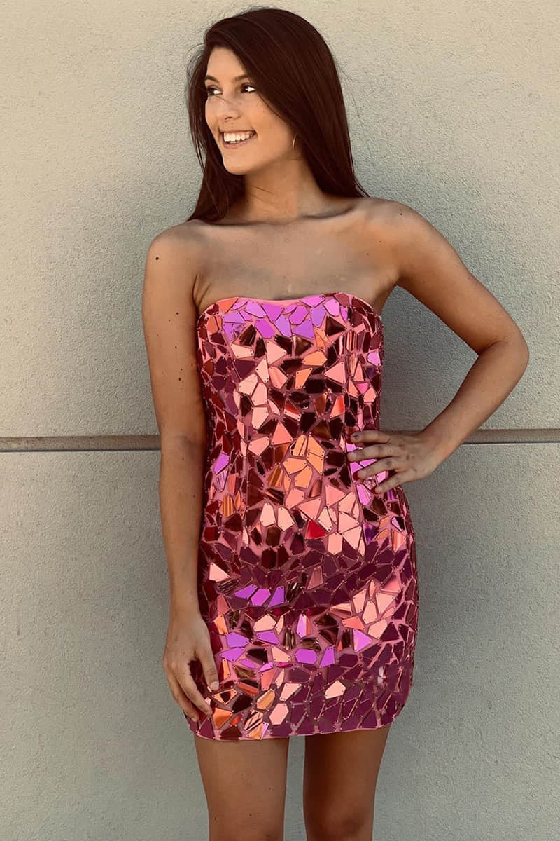 Bodycon Homecoming Dress Strapless Royal Blue with Beading Short Party Cocktail Dress