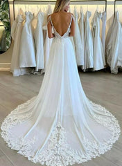 Boho Lace Open Back Wedding Dress With Slit