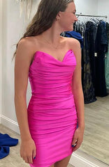 Boydcon Homecoming Dress Heart shaped Fuchsia with RuchedShort Party Cocktail Dress