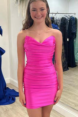 Boydcon Homecoming Dress Heart shaped Fuchsia with RuchedShort Party Cocktail Dress