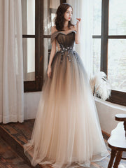 Brown Prom Dress Long A Line Off the Shoulder Formal Graduation Dress Evening Dress