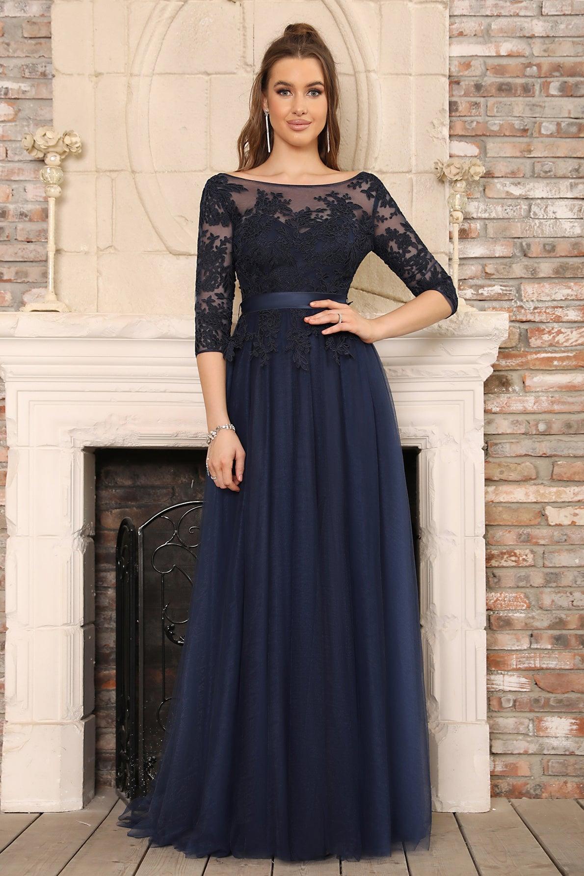 Burgundy Bateau Neck Mother of The Bride Dress 3/4 Sleeve Evening Dress, Burgundy Burgundy Bateau Neck Mother of The Bride Dress 3/4 Sleeve Evening Dress, Burgundy