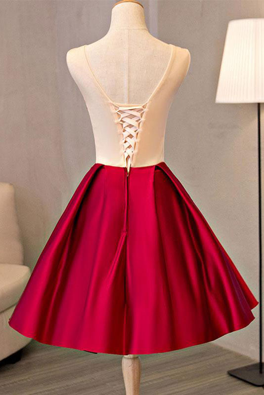 Burgundy Homecoming Dress Lace Appliques Short Party Cocktail Dress