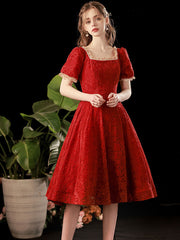 Burgundy Homecoming Dress Lace Short Party Cocktail Dress