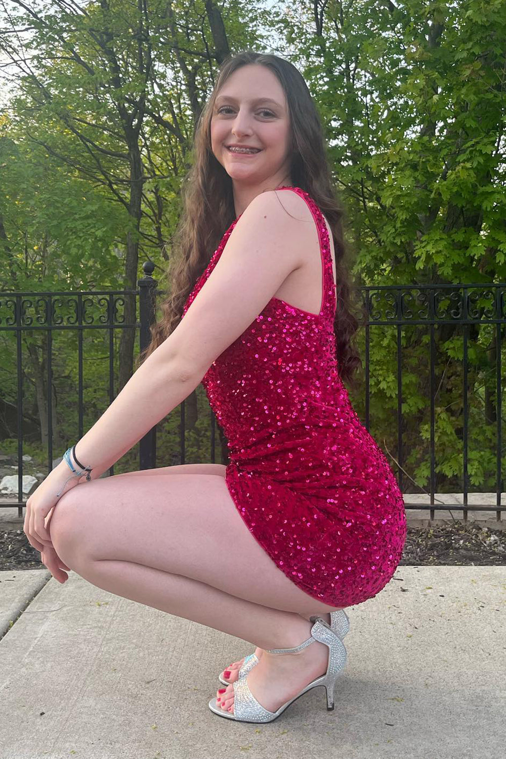Burgundy Homecoming Dresses Sequin One Shoulder Tight Short Cocktail Dresses