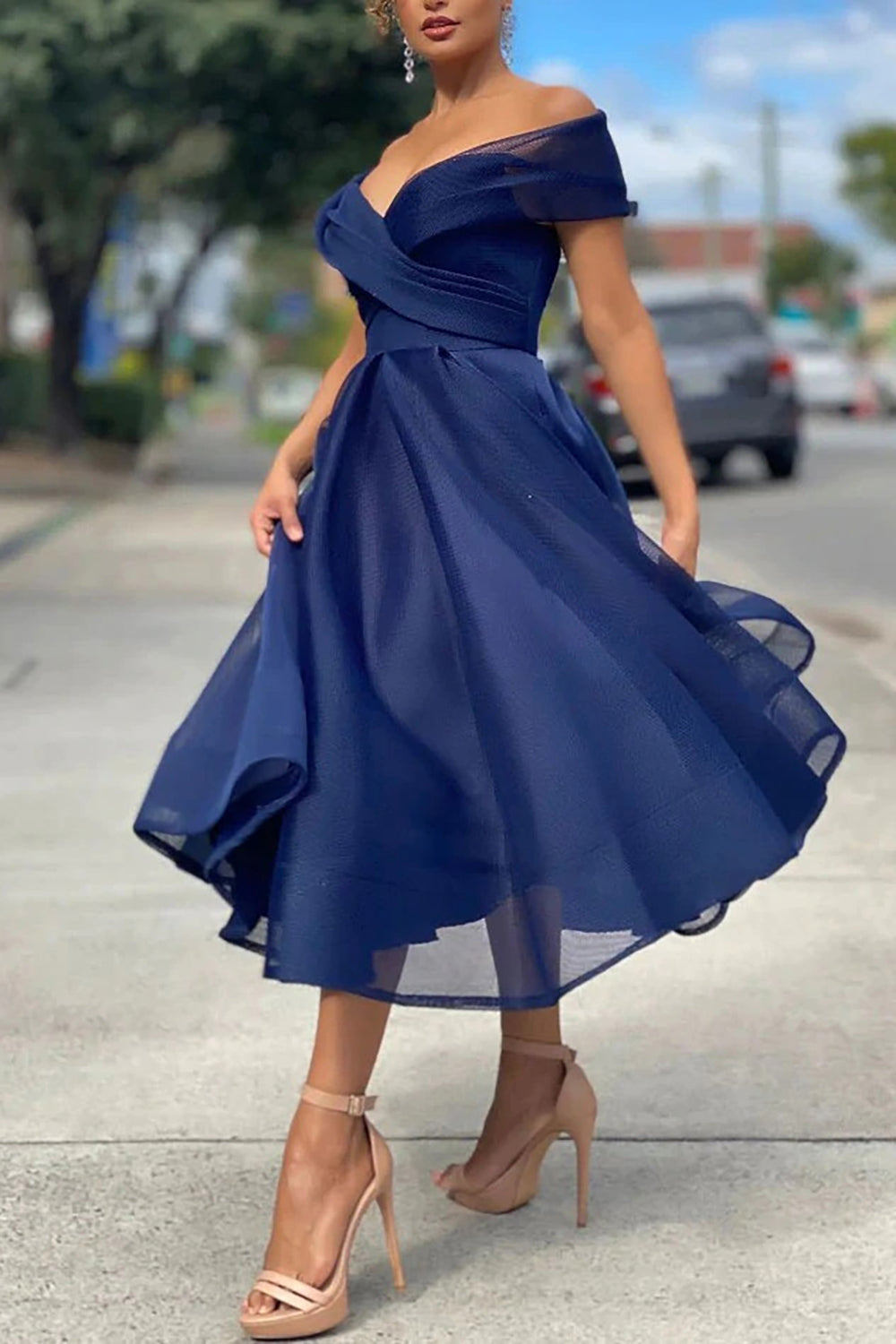 Burgundy Off The Shoulder Wedding Guest Dress A Line Prom Dress