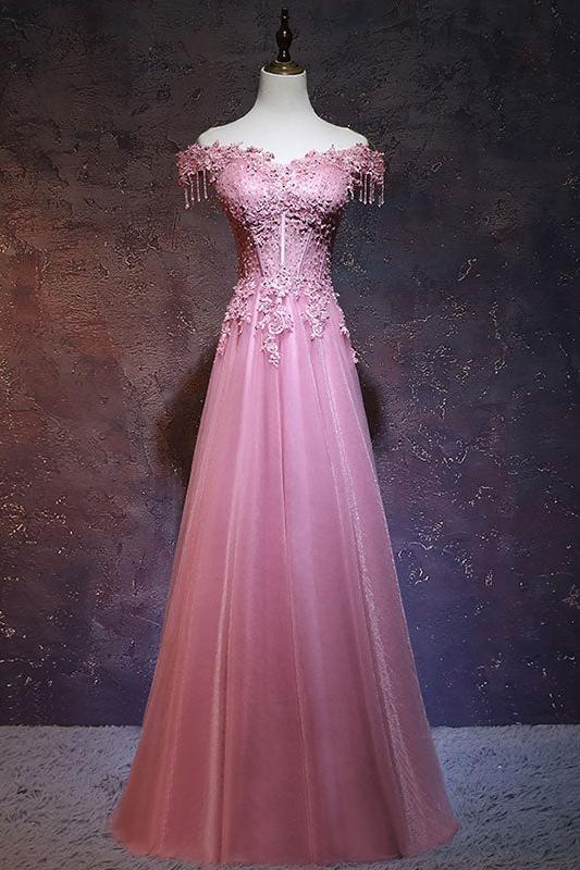 Burgundy Prom Dress Off the Shoulder Lace Long Evening Dress