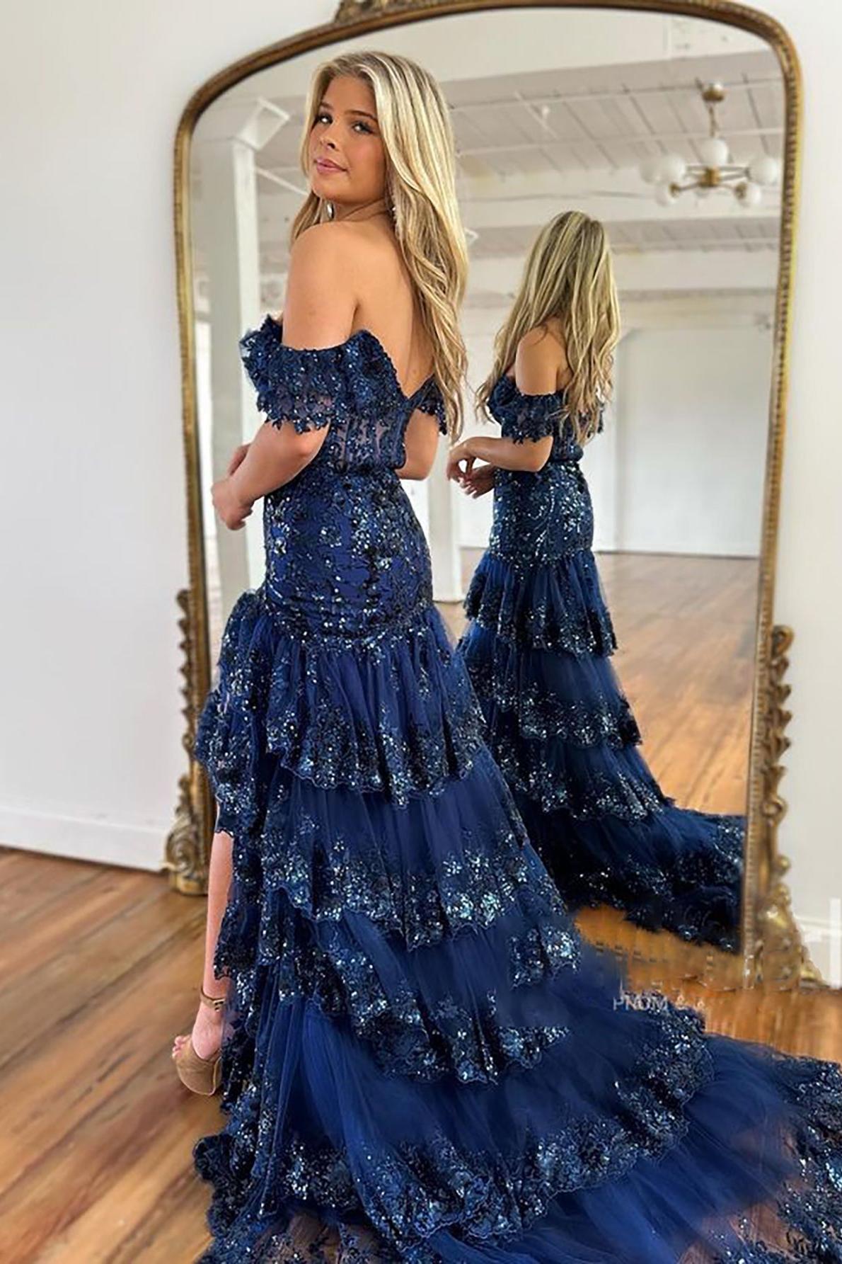 Burgundy Prom Dress Off the Shoulder Long Lace Evening Dress