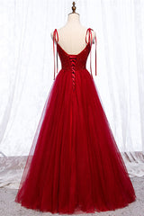 Burgundy Prom Dress Sweetheart Beaded Long Formal Evening Dress