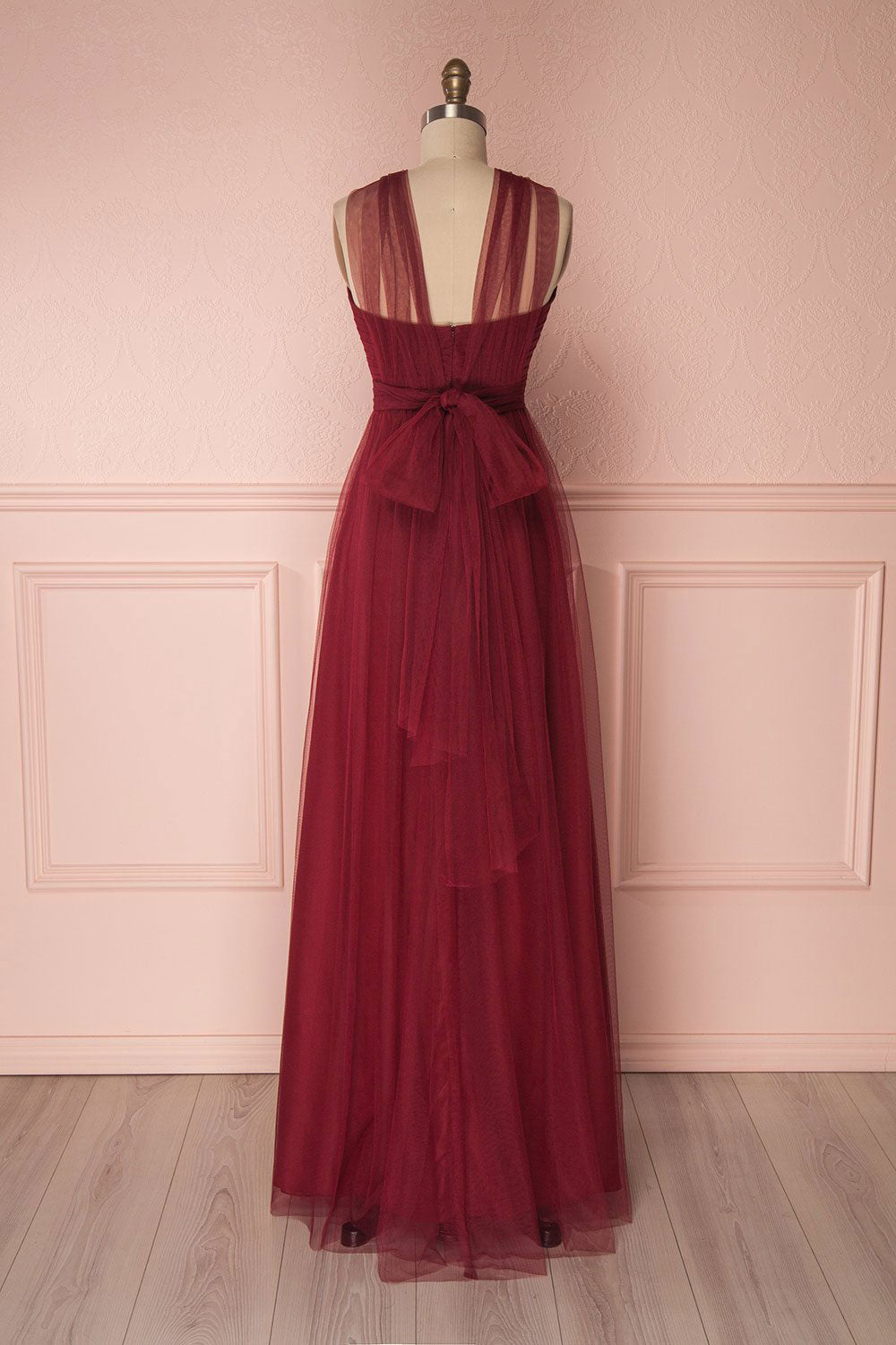 Burgundy Prom Dress Tulle Sweetheart Long Formal Evening Dress