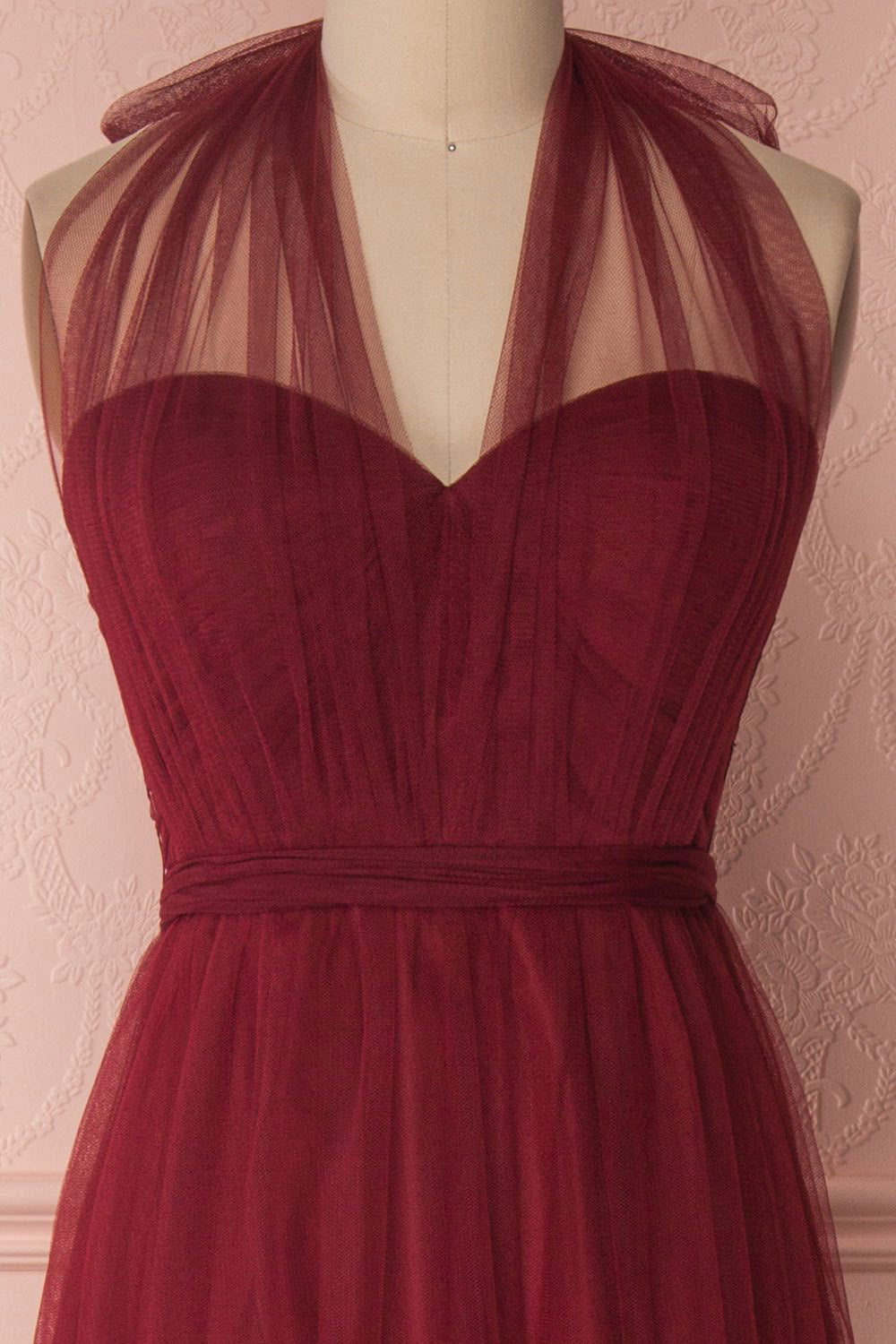 Burgundy Prom Dress Tulle Sweetheart Long Formal Evening Dress