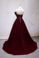Burgundy Velvet Formal Dress Long Evening Dress
