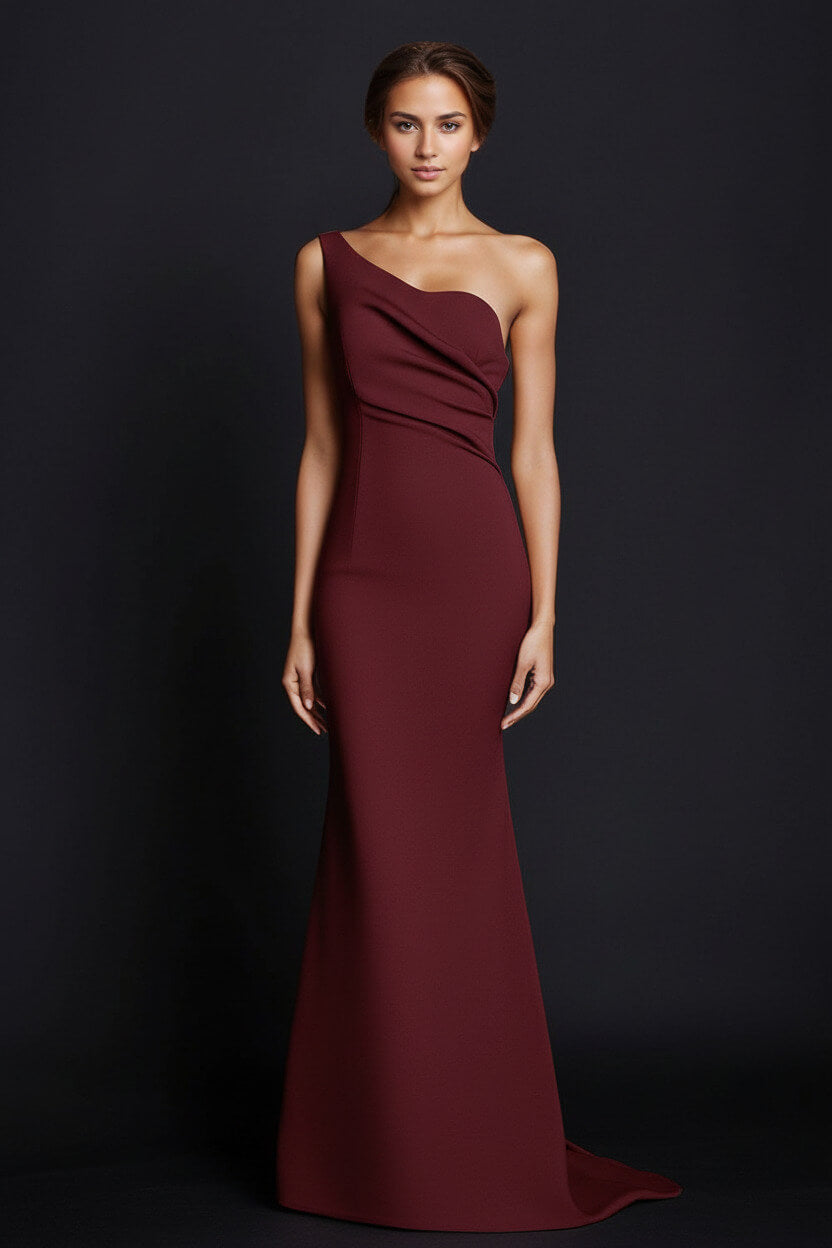 Dressystars One Shoulder Khaki Wedding Guest Dress Mermaid Long Formal Dress