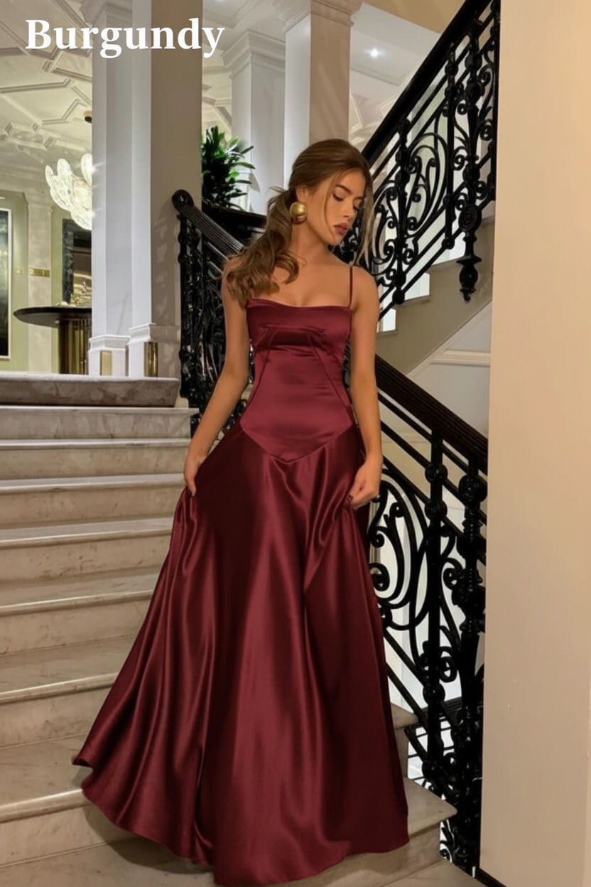 Dressystars Brown Luxe Silk-Look Long Evening Dress With Fitted Bodice Formal Evening Gown