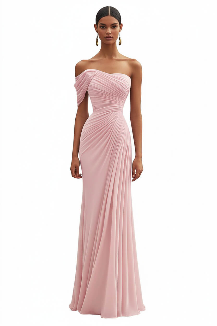 Dressystars One Shoulder Ruched Mermaid Dark Green Wedding Guest Dress Long Formal Dress