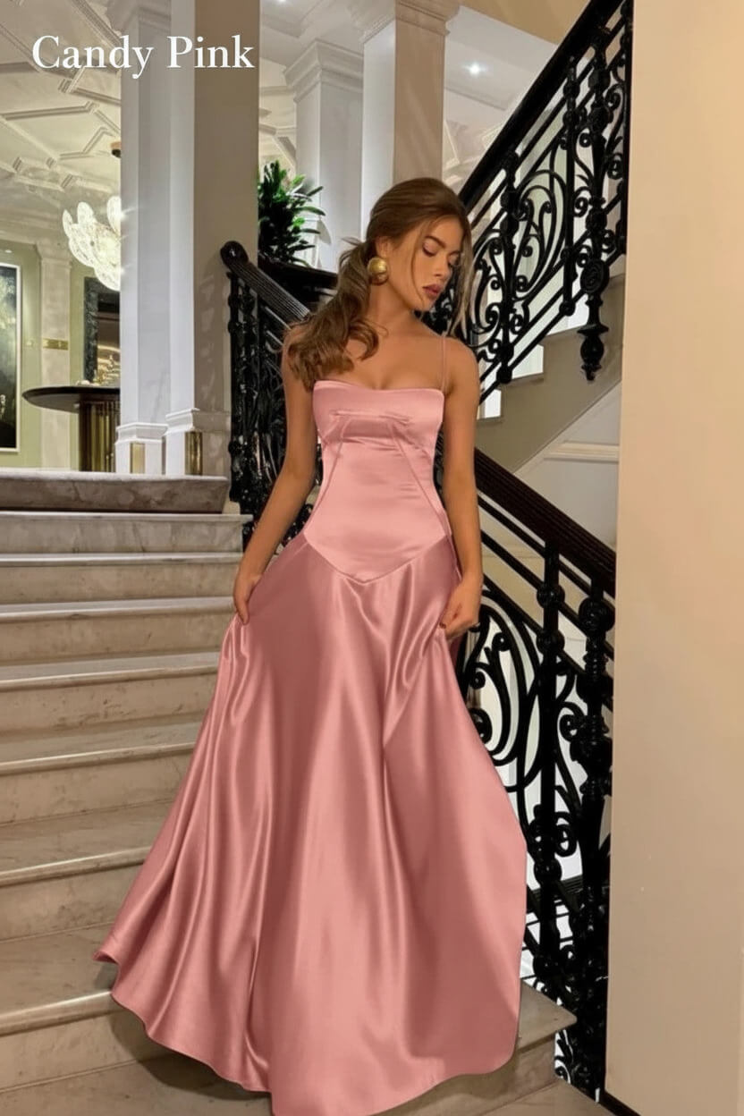 Dressystars Brown Luxe Silk-Look Long Evening Dress With Fitted Bodice Formal Evening Gown