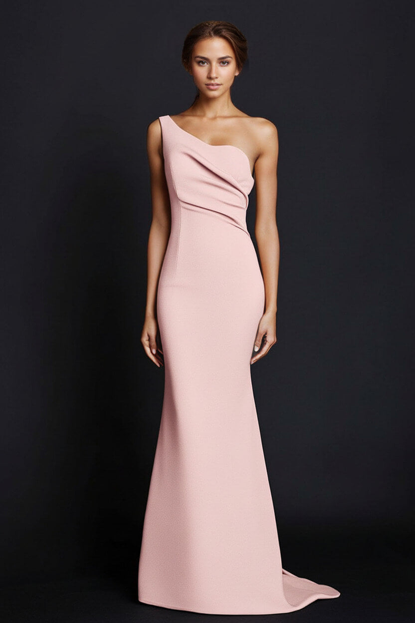 Dressystars One Shoulder Khaki Wedding Guest Dress Mermaid Long Formal Dress