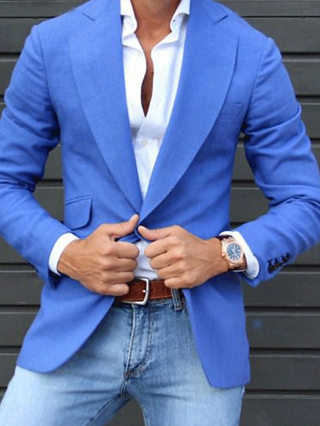 Casual Single-Button Tailored Fit Blazer For Men