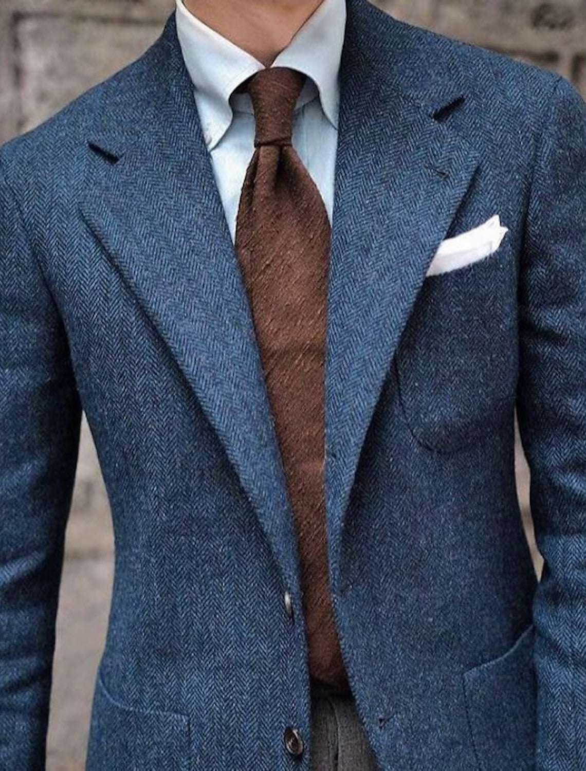 Casual Tweed Jacket For Men With Single Breasted Two-Button Tailored Fit