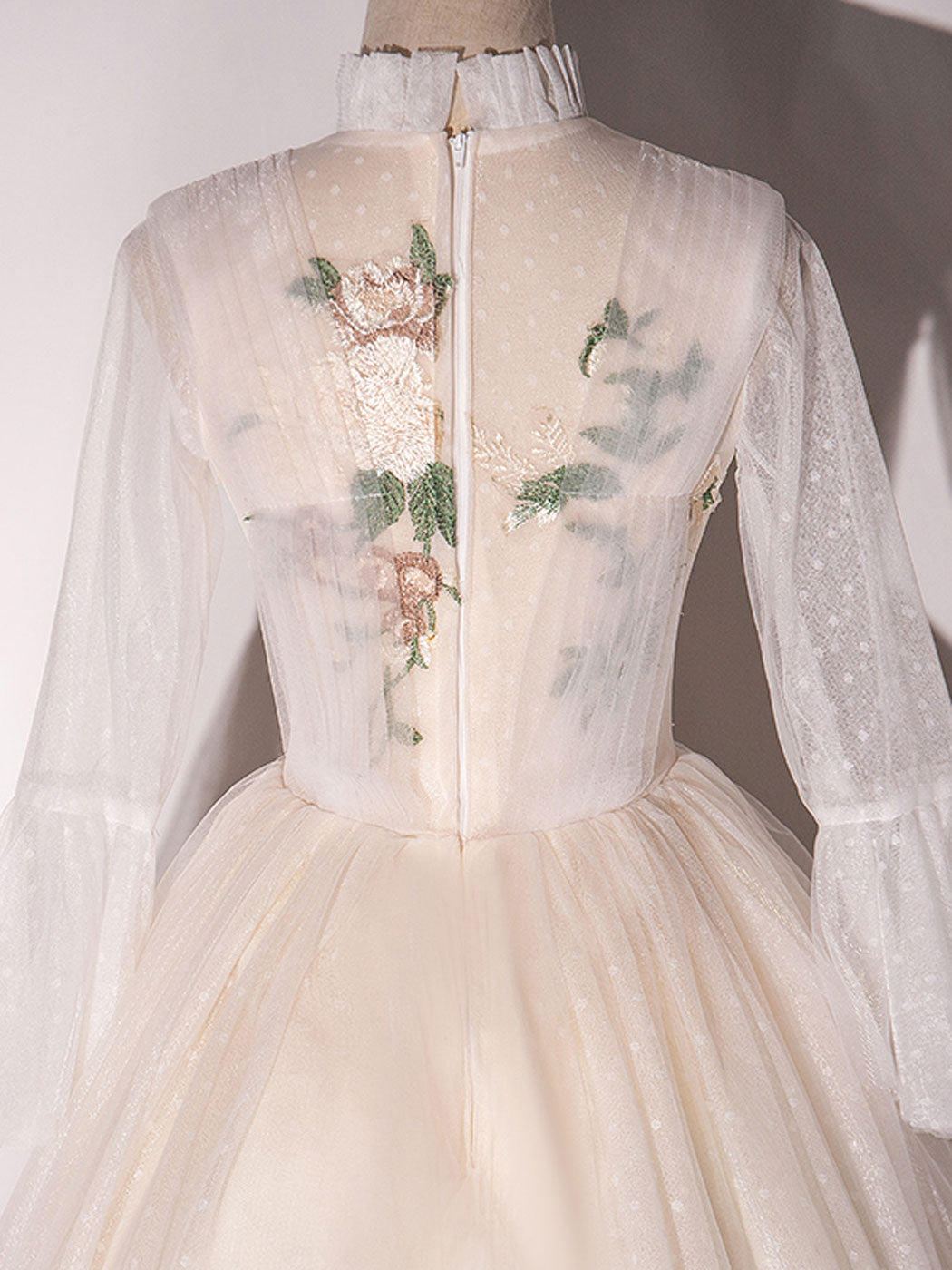 Champagne Prom Dress A Line Tulle Lace Long Formal Dress Evening Dress