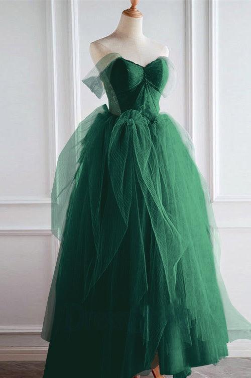 Champagne Prom Dress Off the Shoulder Tulle Lace Long Formal Evening Dress