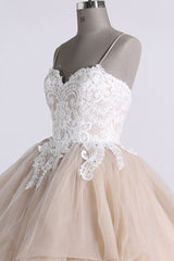 Champagne Prom Dress Sweetheart Tulle Lace Long Formal Dress Evening Dress
