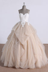 Champagne Prom Dress Sweetheart Tulle Lace Long Formal Dress Evening Dress