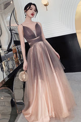 Champagne Prom Dress Sweetheart Tulle Sequin Long Formal Dress Evening Dress