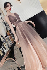 Champagne Prom Dress Sweetheart Tulle Sequin Long Formal Dress Evening Dress