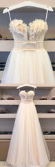 Champagne Prom Dress Tulle Lace Long Evening Dress