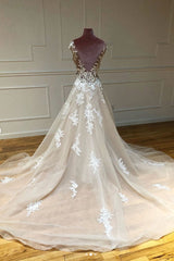 Champagne Prom Dress Tulle Lace Long Formal Gown Evening Dress