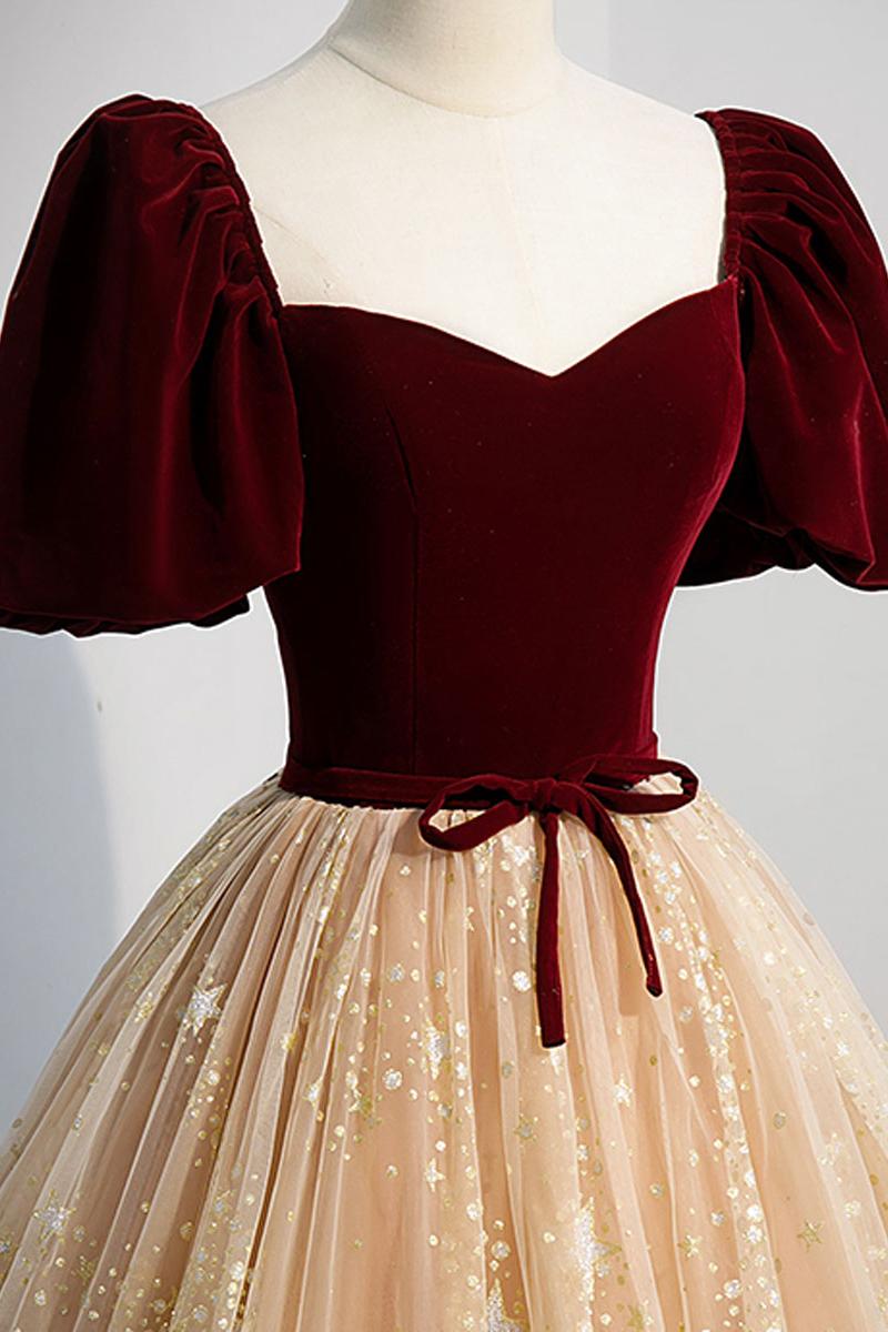 Champagne Prom Dress Tulle Long A Line Evening Gown Evening Dress