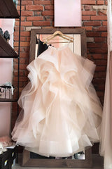 Champagne Prom Dress Tulle Long Evening Dress