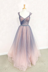 Champagne Prom Dress Tulle Long Formal Gown Evening Dress