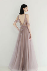 Champagne Prom Dress Tulle Sequin Beaded Long Evening Dress