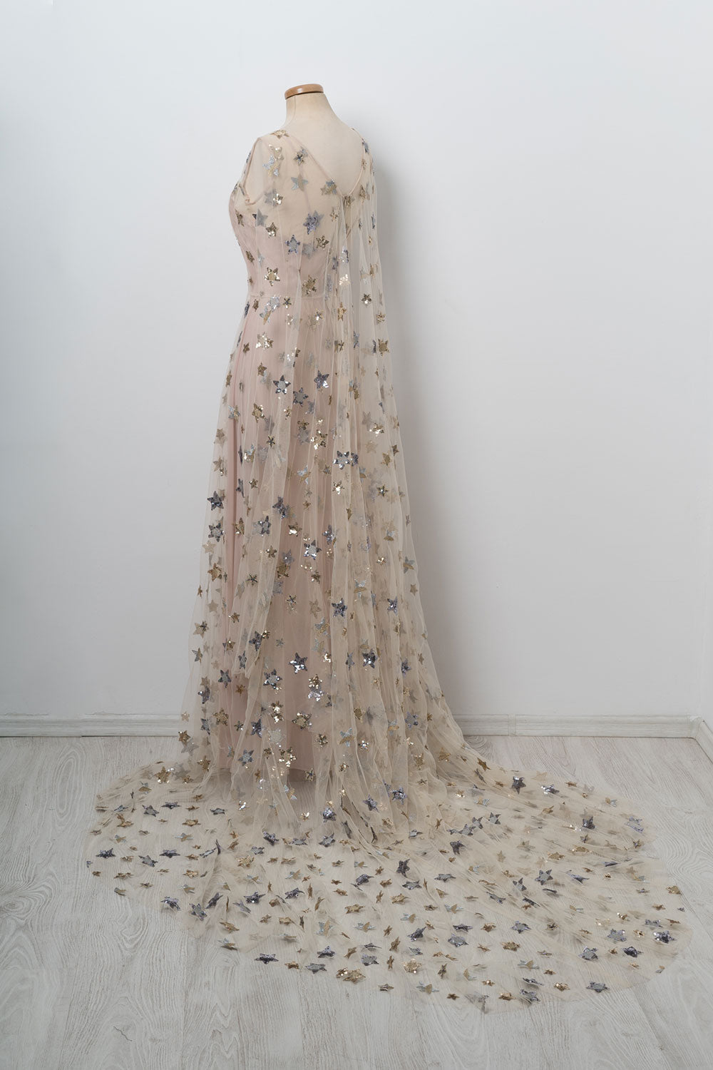 Champagne Prom Dress V Neck Tulle Long Evening Dress